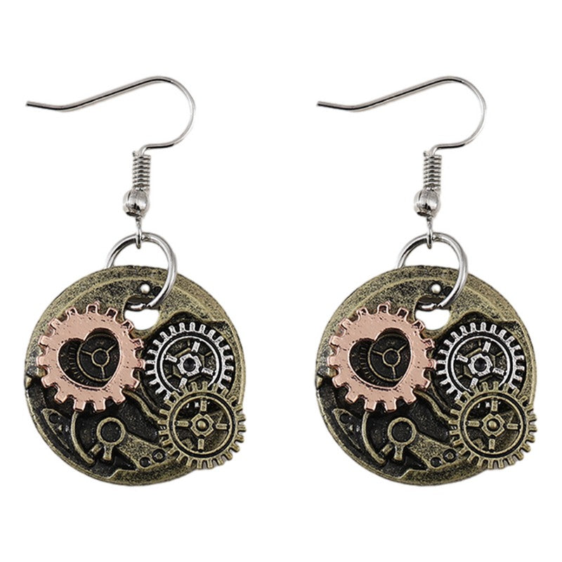 Wholesale Retro Punk Style Mechanical Gear Steam DIY Movement Personality Creative Alloy Earrings